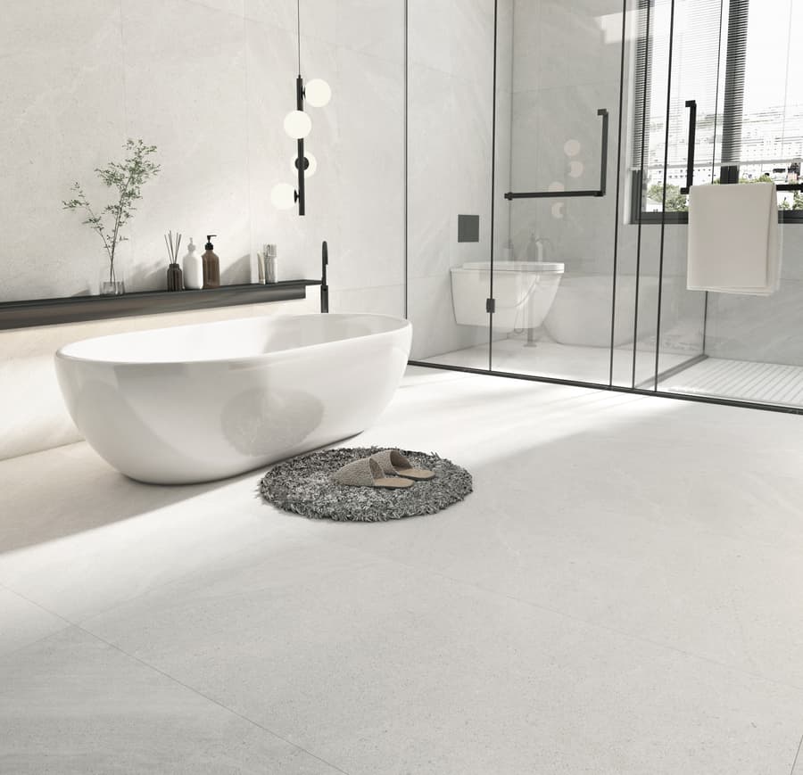 Italian Sandstone porcelain tile surface in interior application