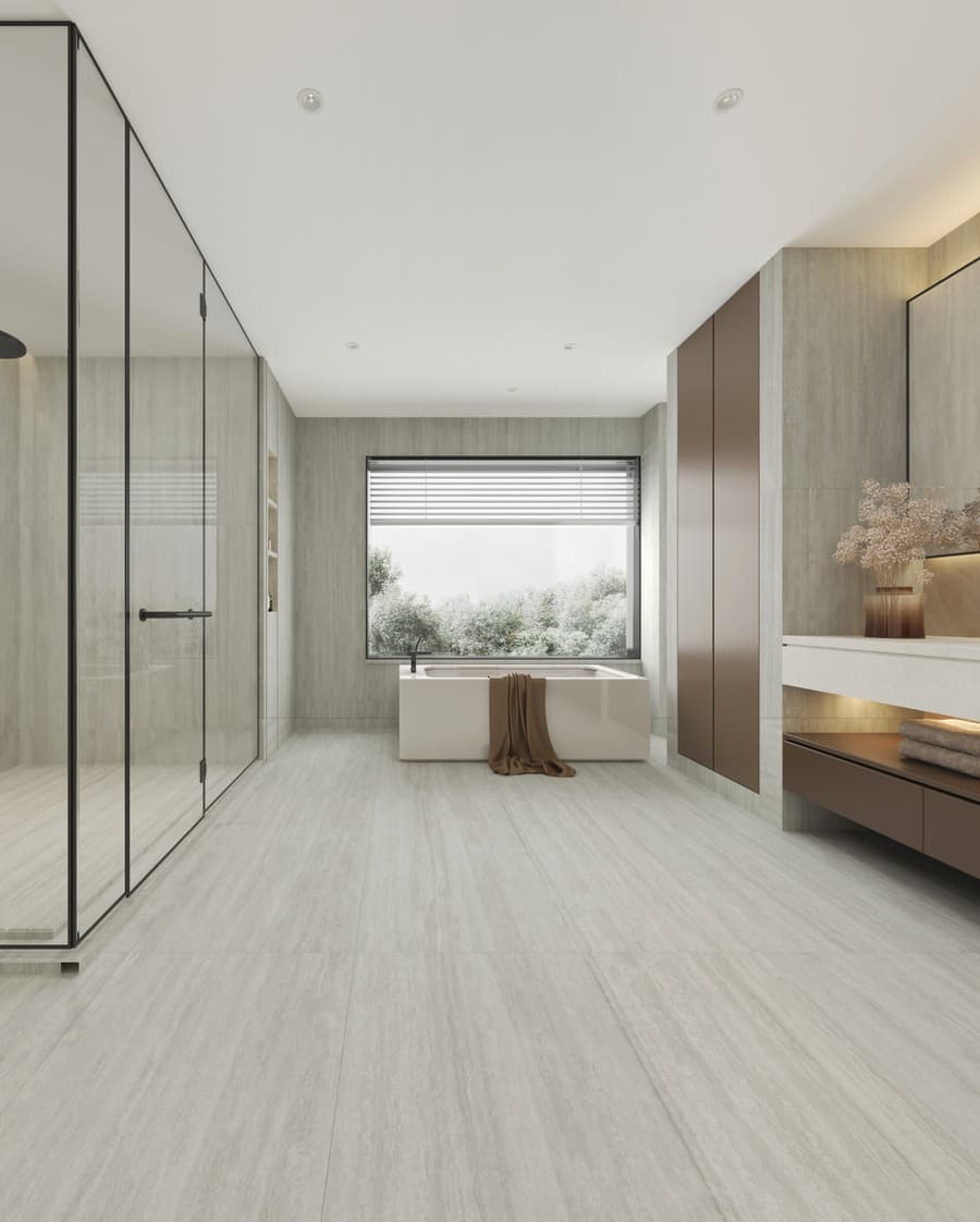 Linear travertine veining close-up