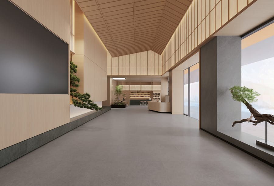 Wave Stone porcelain tile in a real interior setting