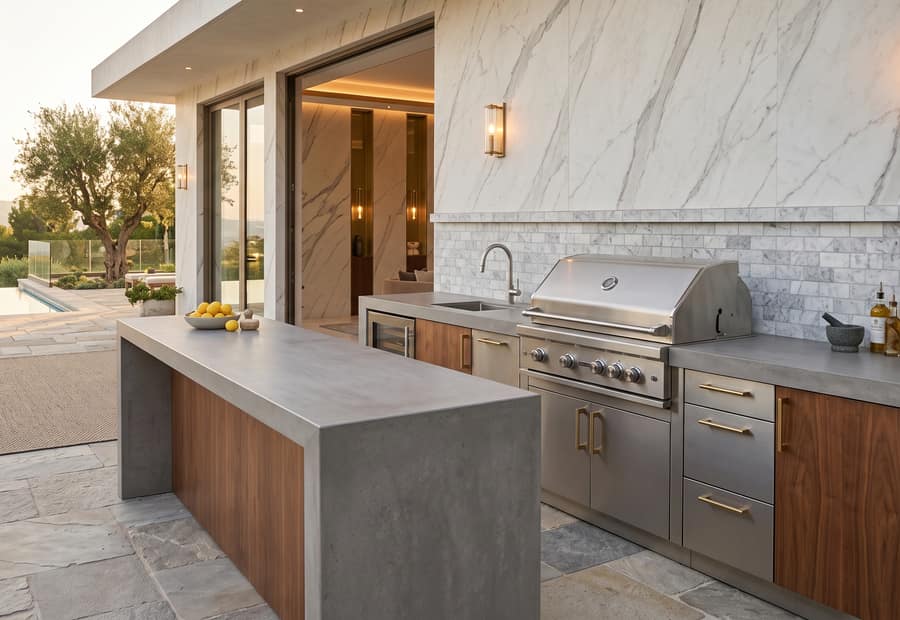 Thick sintered stone countertop for a demanding commercial interior